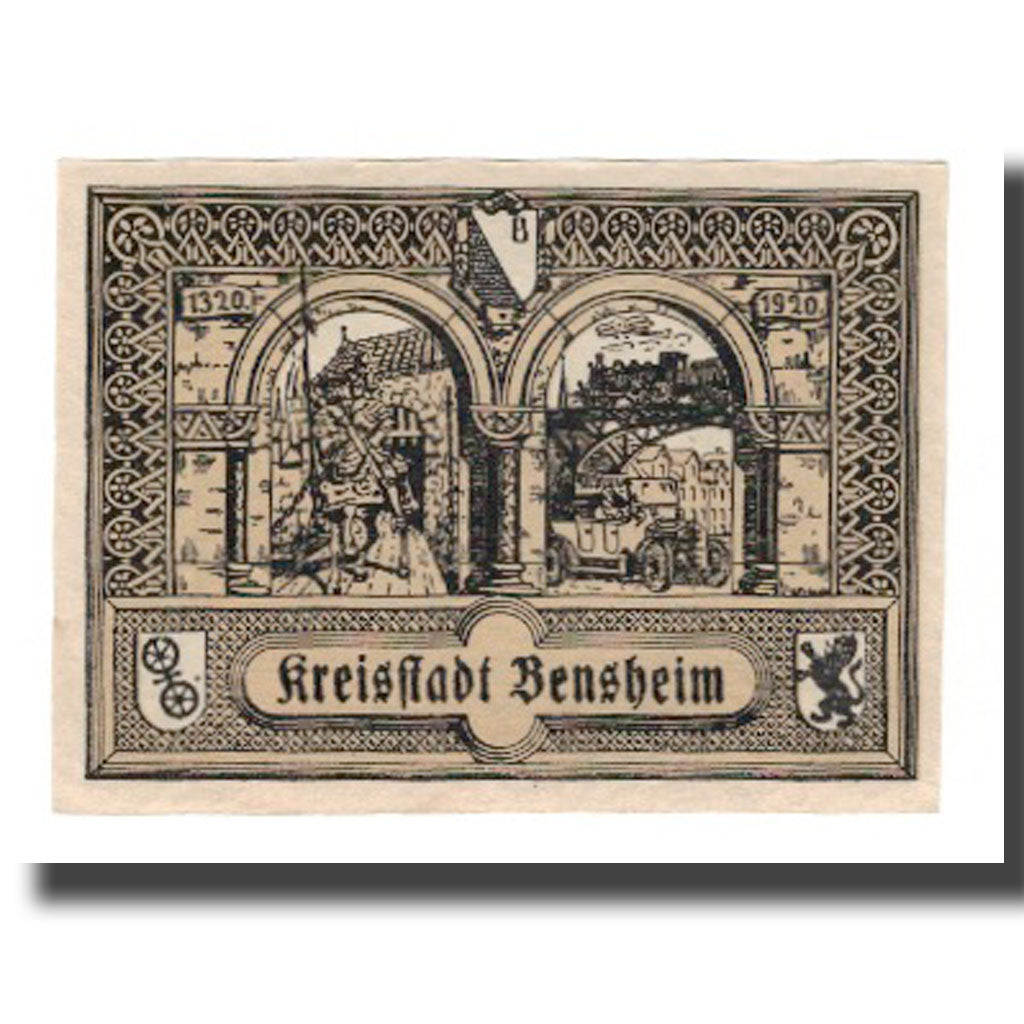 Geldschein, Deutschland, Bensheim Stadt, 50 Pfennig, personnage, 1920