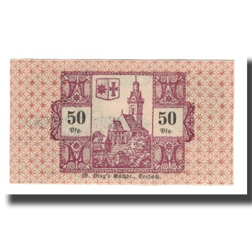 Geldschein, Deutschland, Corbach Stadt, 50 Pfennig, Eglise, 1920, 1920-12-15