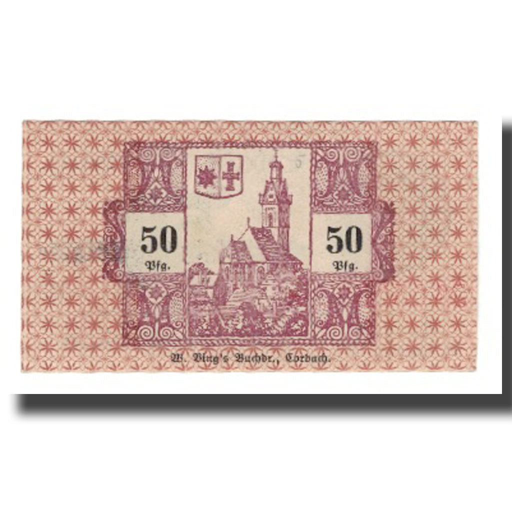 Geldschein, Deutschland, Corbach Stadt, 50 Pfennig, Eglise 1, 1920, 1920-12-15