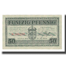 Banconote, Germania, Darmstadt Stadt, 50 Pfennig, Monument, 1919, 1919-02-01