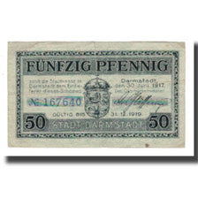 Banconote, Germania, Darmstadt Stadt, 50 Pfennig, monument 1, 1919, 1919-02-01