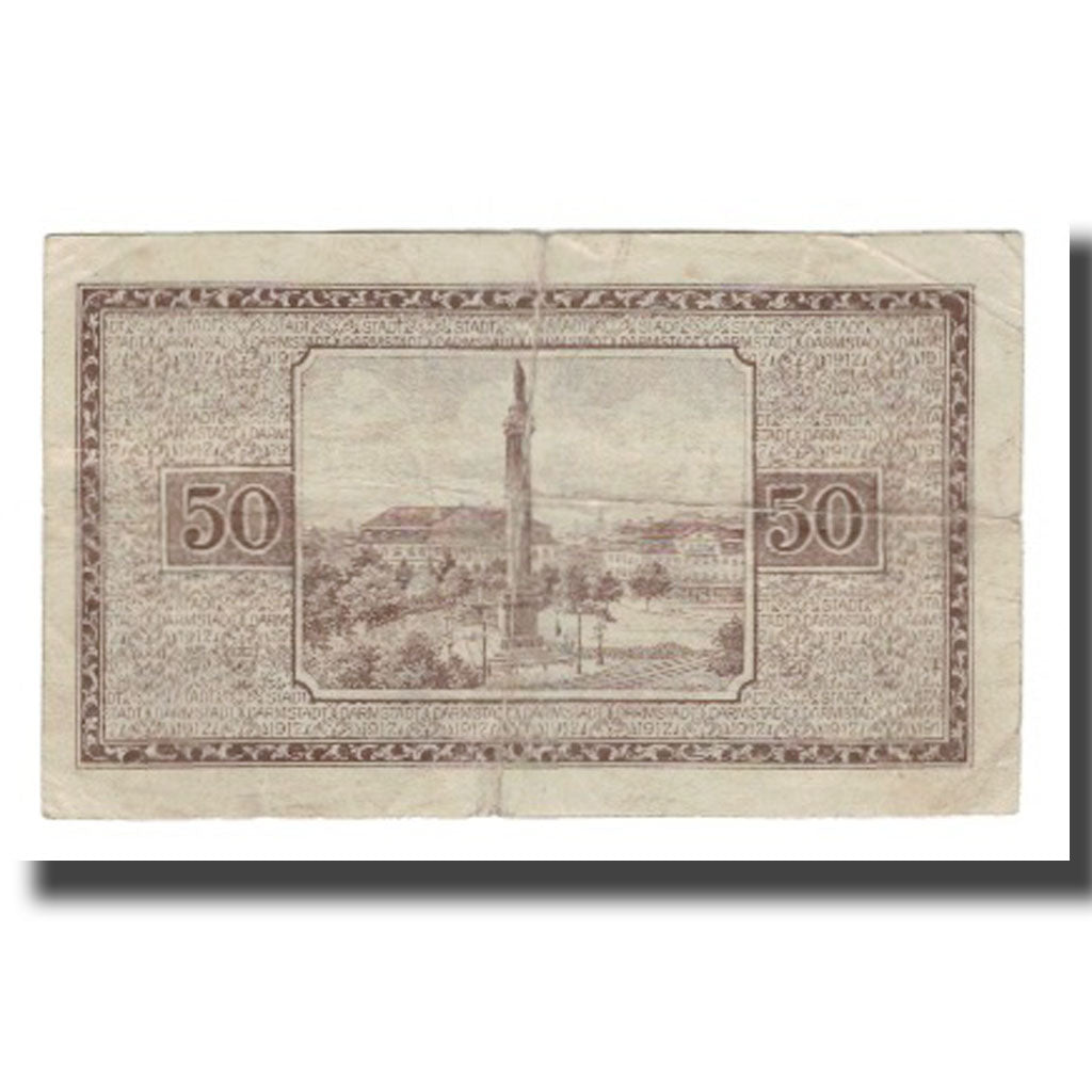 Banconote, Germania, Darmstadt Stadt, 50 Pfennig, monument 1, 1919, 1919-02-01
