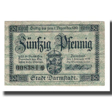 Banconote, Germania, Darmstadt Stadt, 50 Pfennig, Batiment, 1919, 1919-02-01