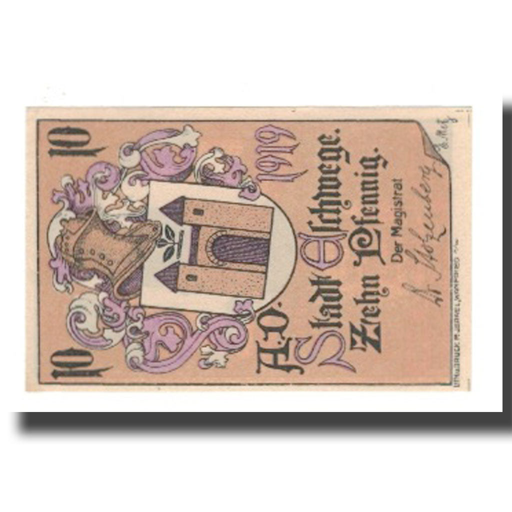 Geldschein, Deutschland, Eschwege Stadt, 10 Pfennig, tour, 1919, VZ, Mehl:E27.5
