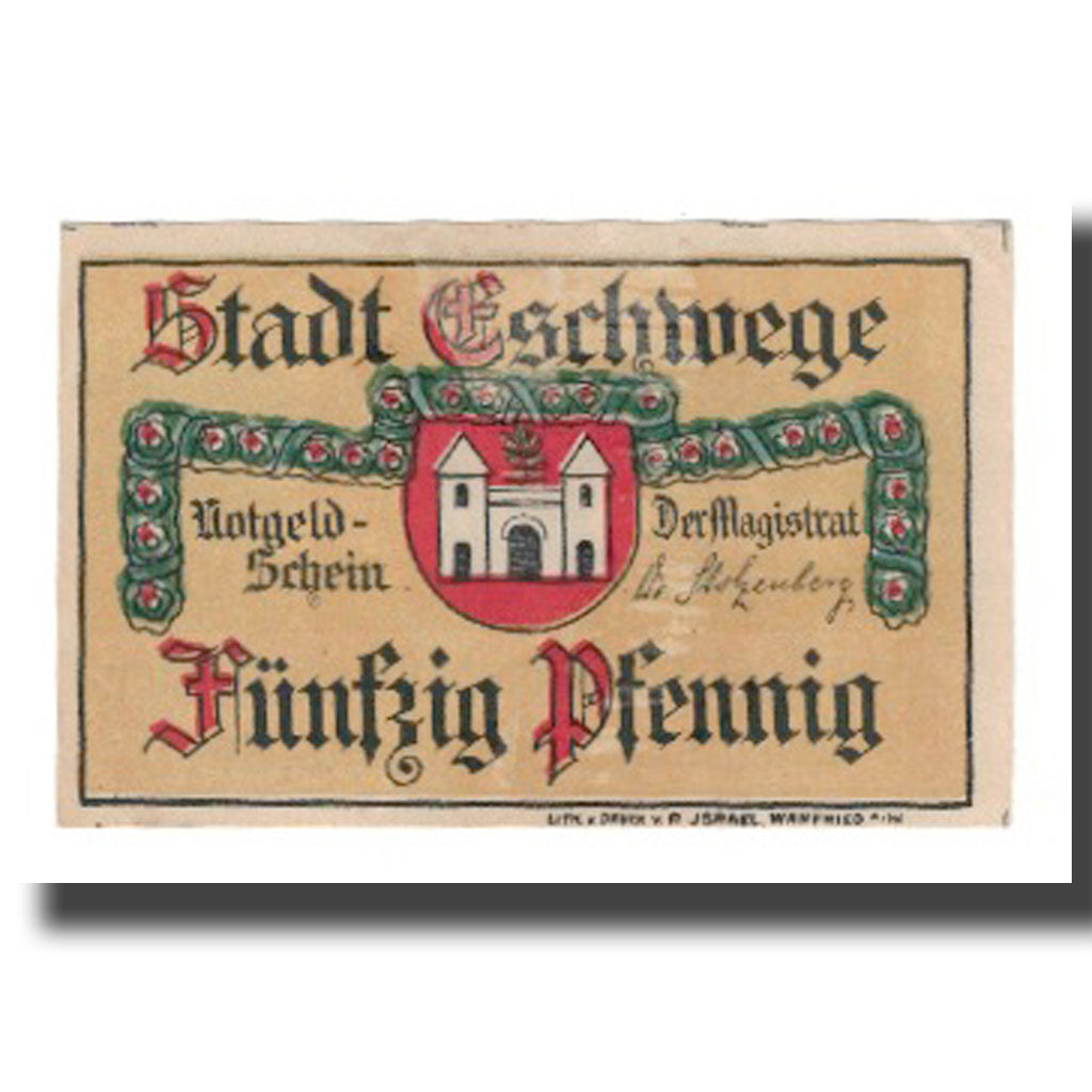 Geldschein, Deutschland, Eschwege Stadt, 50 Pfennig, personnage 1, 1920, SS+