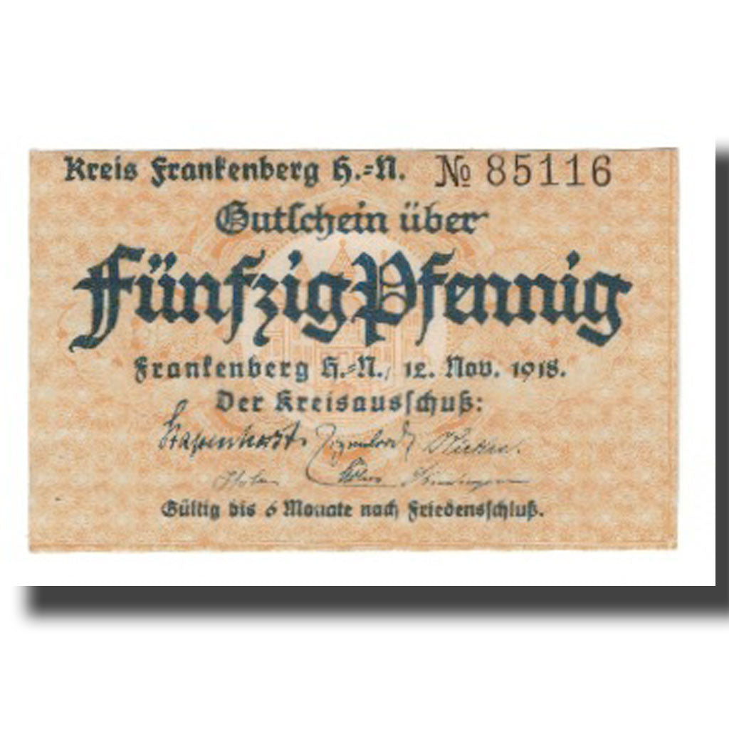 Geldschein, Deutschland, Frankenberg a. Eder Kreis, 50 Pfennig, Batiment, 1919