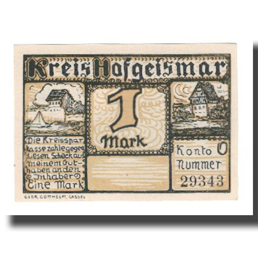 Geldschein, Deutschland, Hofgeismar Kreissparkasse, 1 Mark, batiment 1, Undated