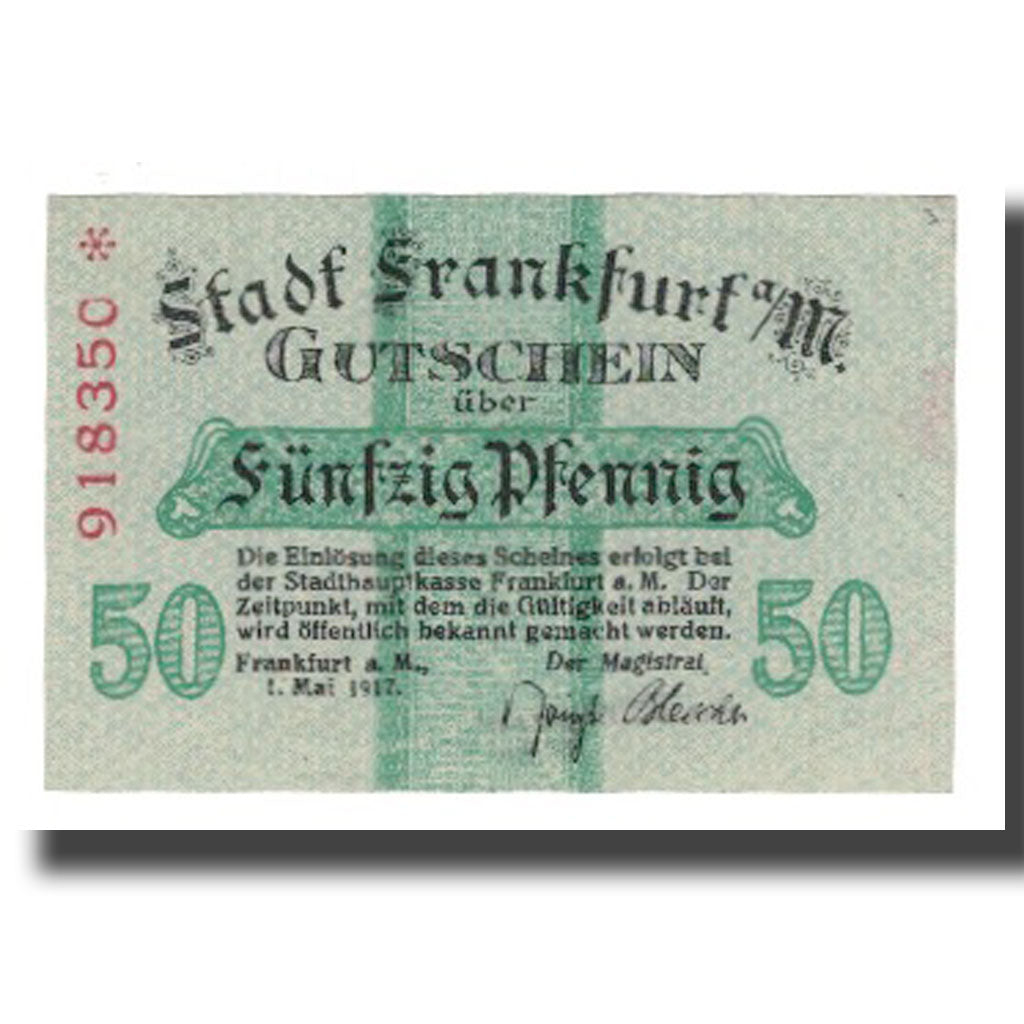 Geldschein, Deutschland, Frankfurt am Main Stadt, 50 Pfennig, Blason 2, 1917