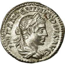 Moneta, Elagabalus, Denarius, AU(50-53), Srebro, Cohen:90