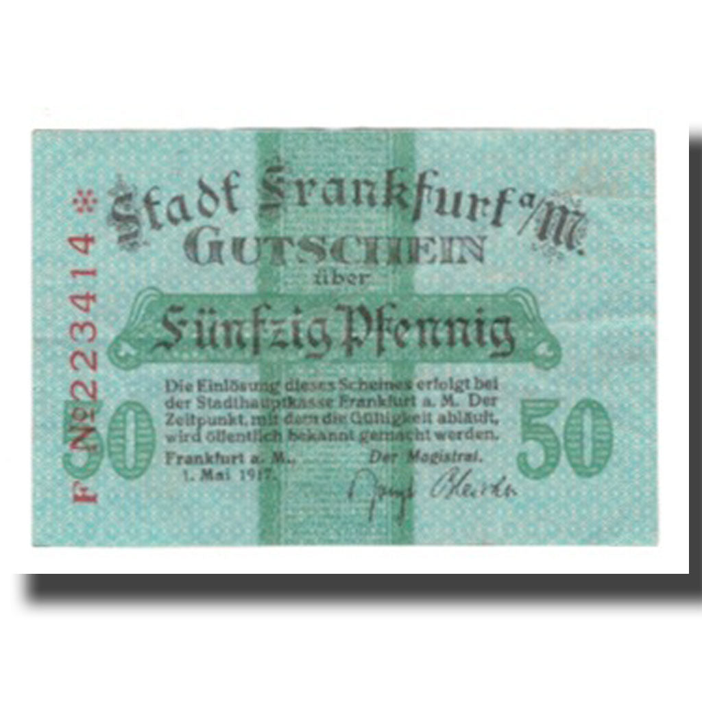 Geldschein, Deutschland, Frankfurt am Main Stadt, 50 Pfennig, Blason 8, 1917
