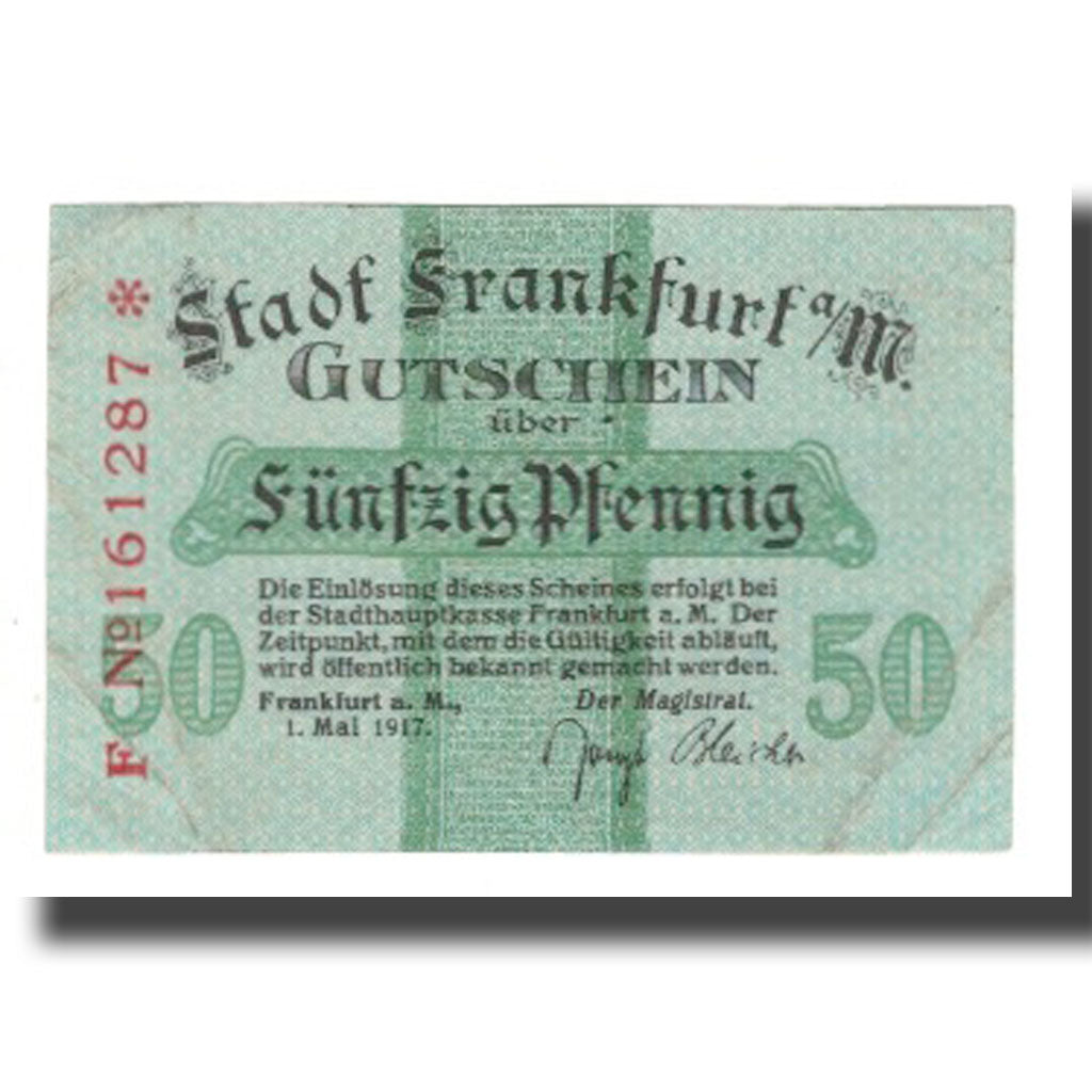 Geldschein, Deutschland, Frankfurt am Main Stadt, 50 Pfennig, Blason 9, 1917