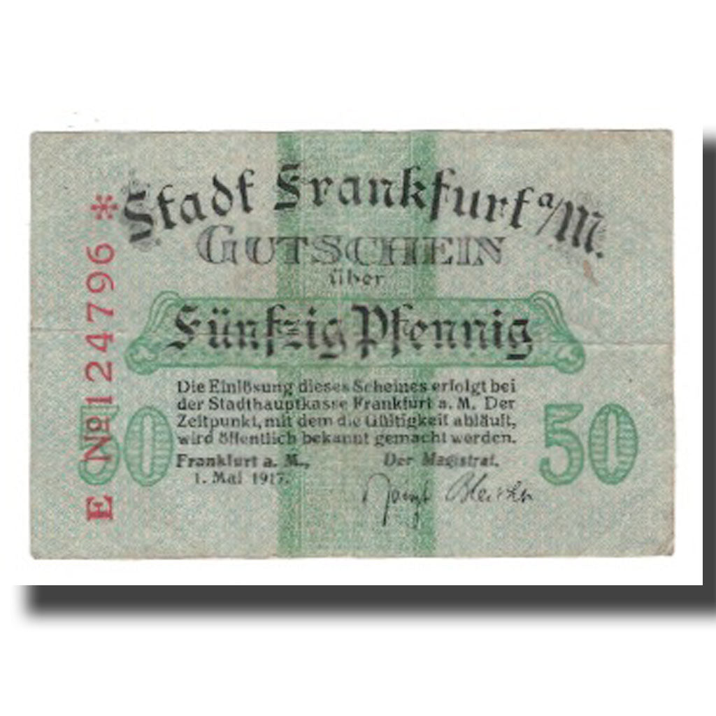 Geldschein, Deutschland, Frankfurt am Main Stadt, 50 Pfennig, Blason 1, 1917