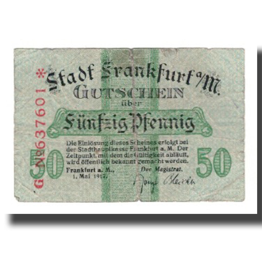 Geldschein, Deutschland, Frankfurt am Main Stadt, 50 Pfennig, Blason 3, 1917