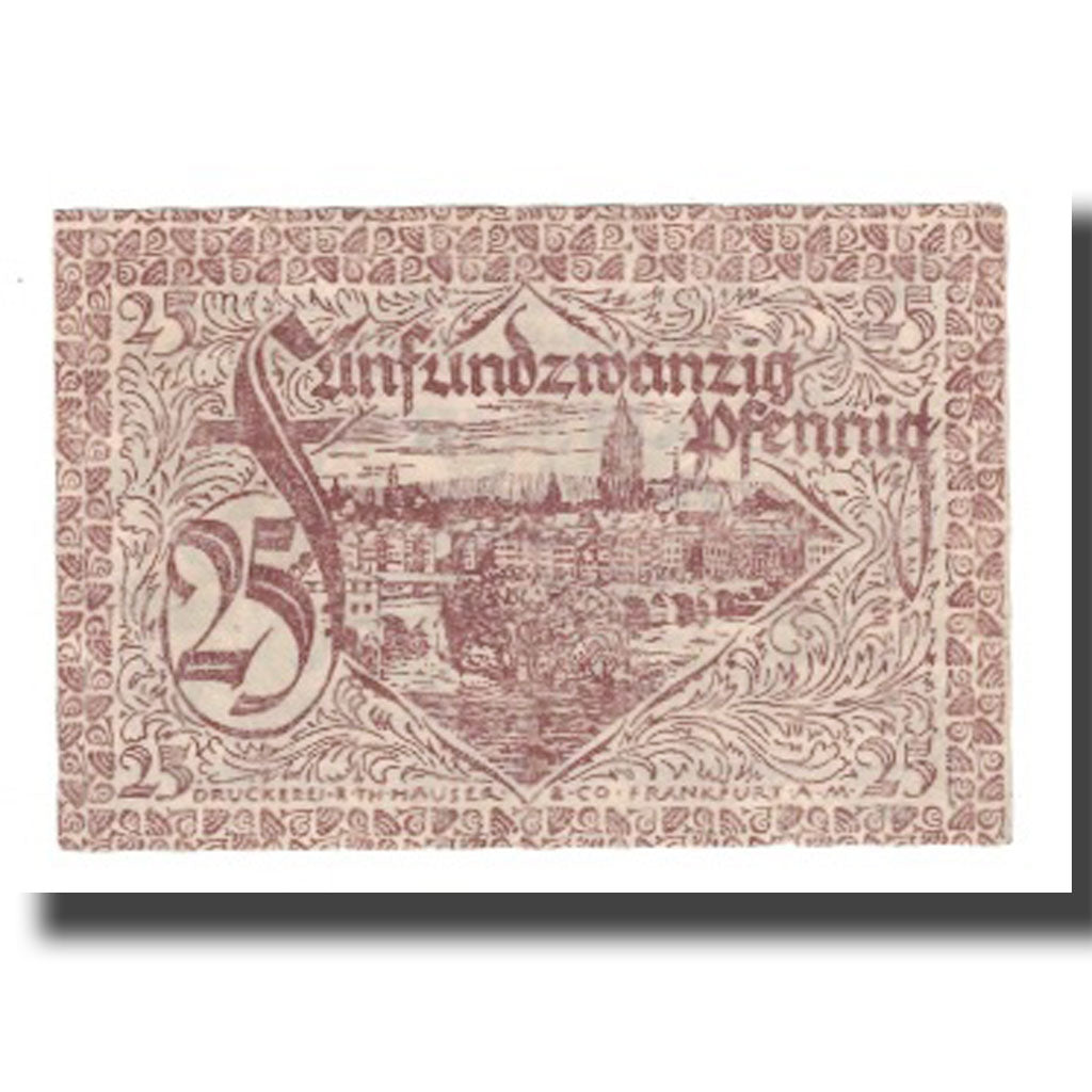 Billet, Allemagne, Frankfurt am Main Stadt, 25 Pfennig, paysage, 1917
