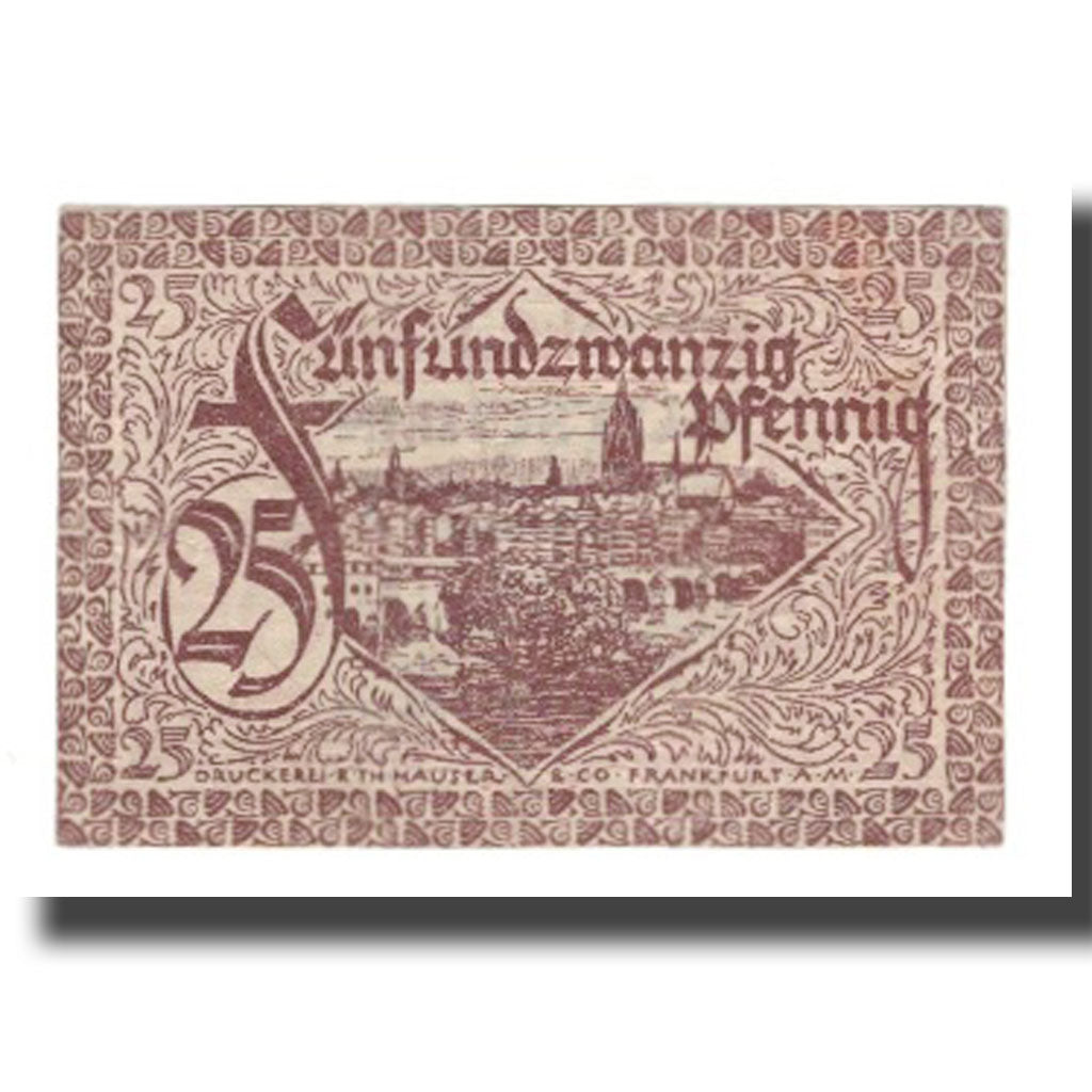 Geldschein, Deutschland, Frankfurt am Main Stadt, 25 Pfennig, paysage 1, 1917