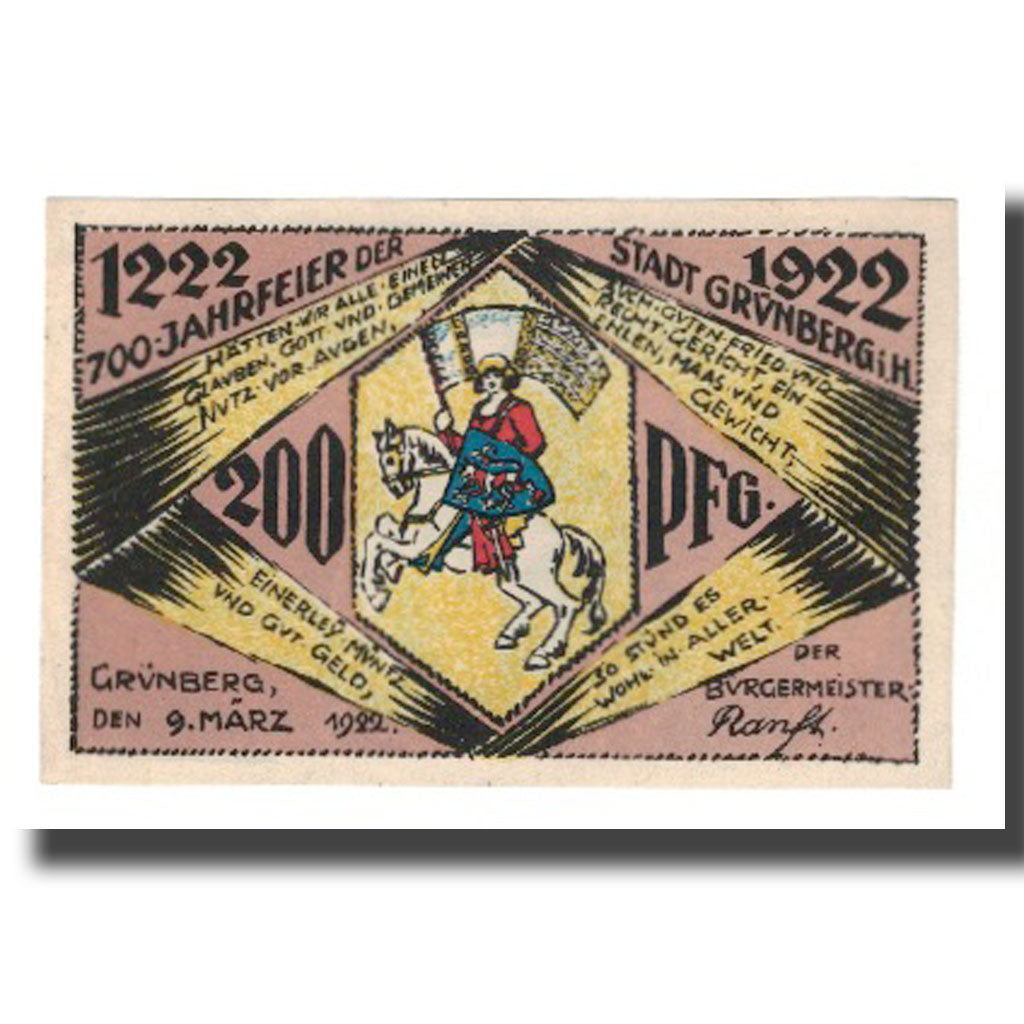 Geldschein, Deutschland, Grünberg Stadt (Deutschland Hessen), 200 Pfennig