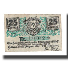 Biljet, Duitsland, Hanau Stadt, 25 Pfennig, paysage, 1920, 1920-08-12, TB