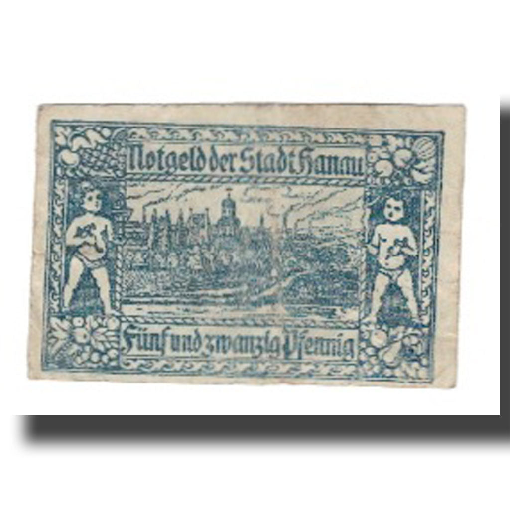Biljet, Duitsland, Hanau Stadt, 25 Pfennig, paysage, 1920, 1920-08-12, TB