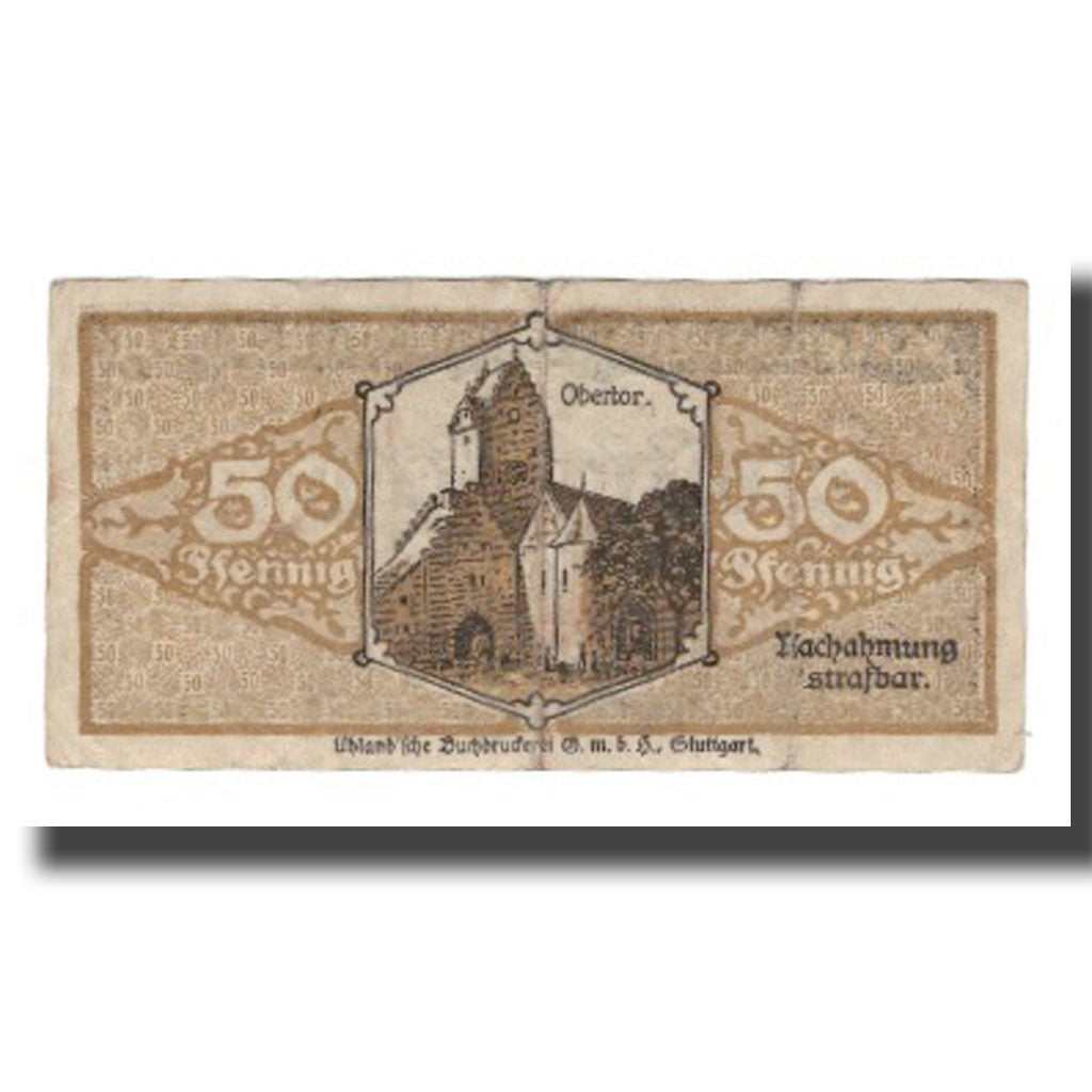 Banknote, Germany, Pfullendorf Stadt, 50 Pfennig, Batiment, 1919, 1919-10-31