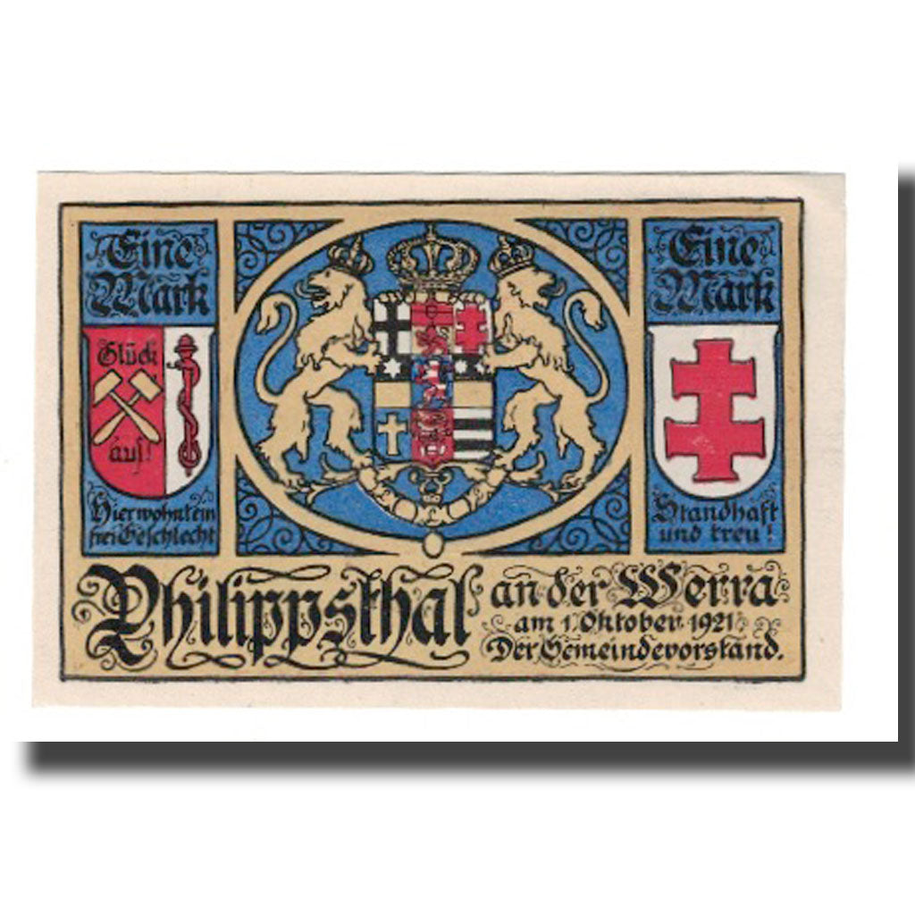 Nota, Alemanha, Philippsthal a. Werra Gemeinde, 1 Mark, personnage 1, 1921