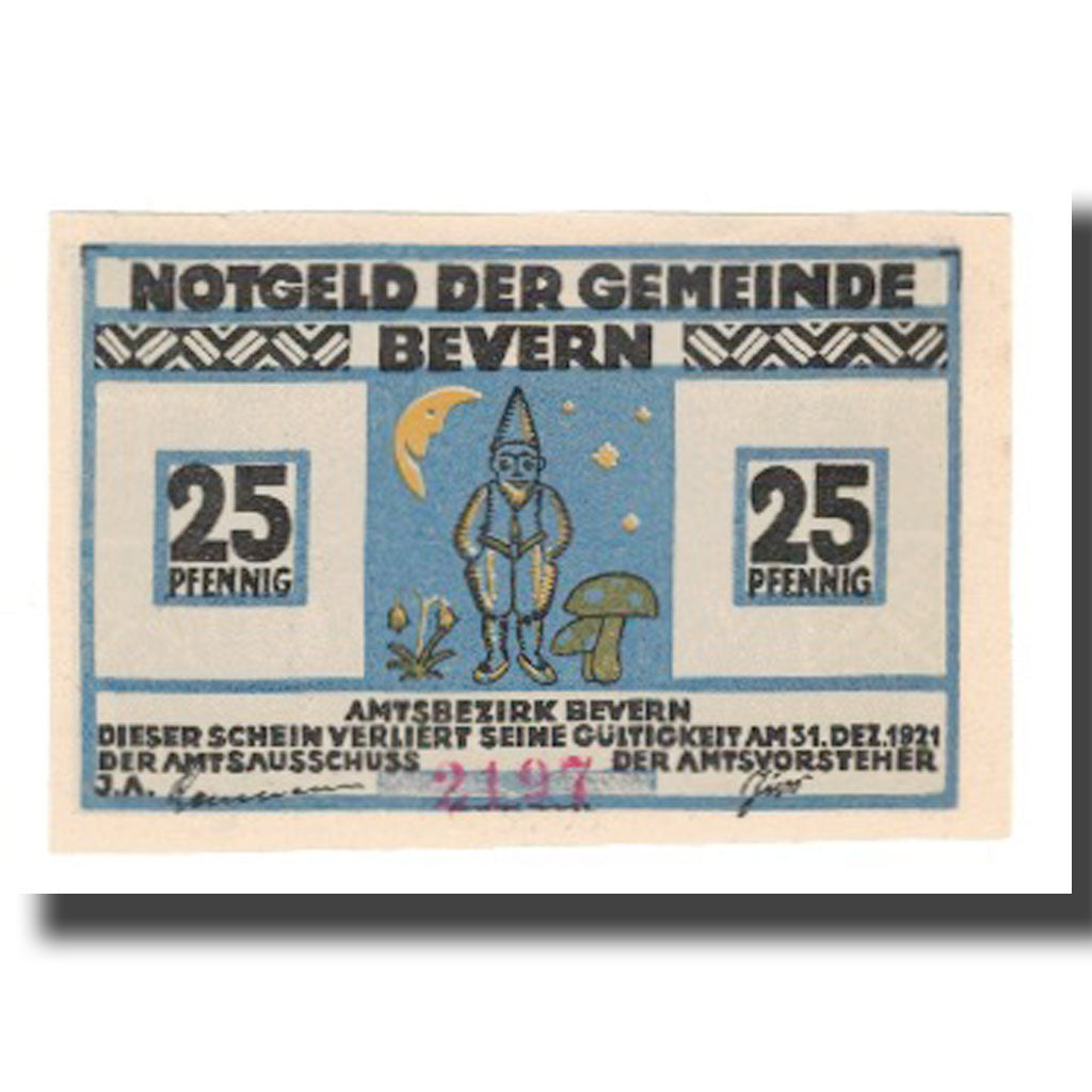 Banknote, Germany, Bevern Gemeinde, 25 Pfennig, personnage 1, 1921, 1921-12-31