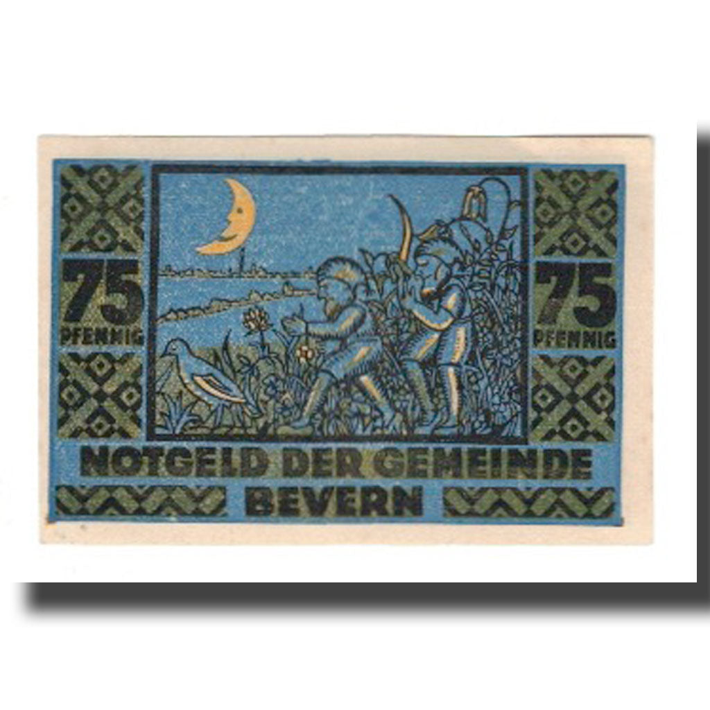 Geldschein, Deutschland, Bevern Gemeinde, 75 Pfennig, personnage 5, 1921