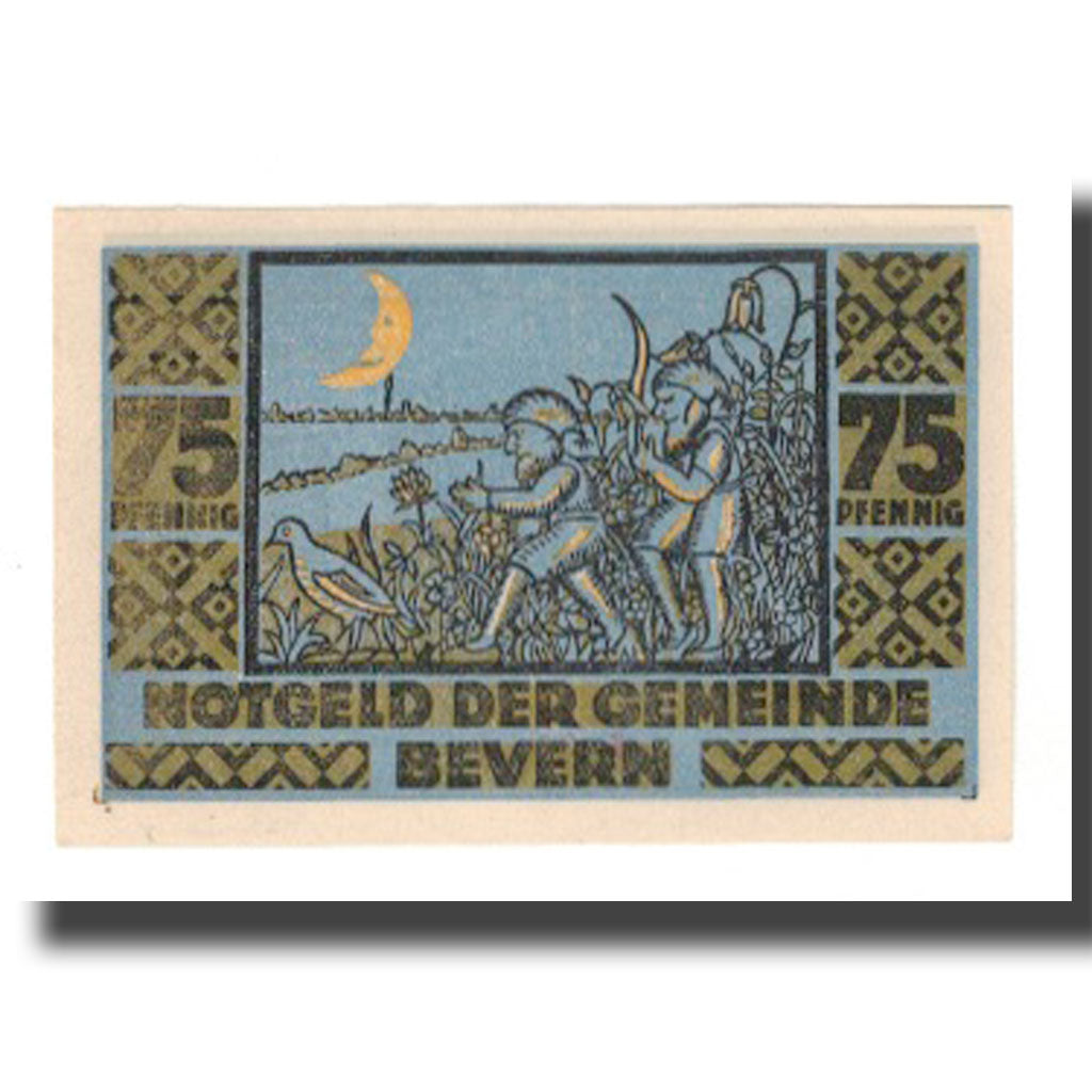 Geldschein, Deutschland, Bevern Gemeinde, 75 Pfennig, personnage 6, 1921