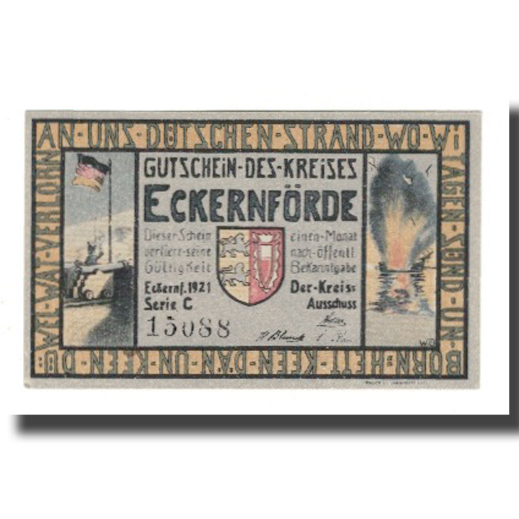 Geldschein, Deutschland, Eckernförde Kreis, 1 Mark, Navires, 1921, VZ