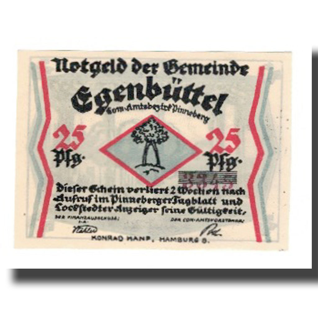 Geldschein, Deutschland, Egenbüttel Gemeinde, 25 Pfennig, paysage, 1921, VZ