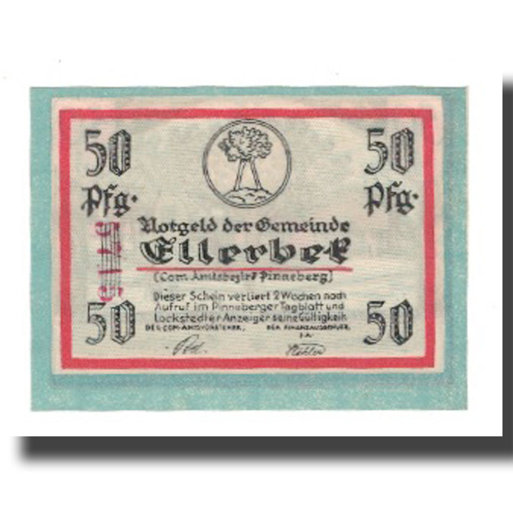 Banknote, Germany, Ellerbek, 50 Pfennig, rue, undated (1921), AU(55-58)