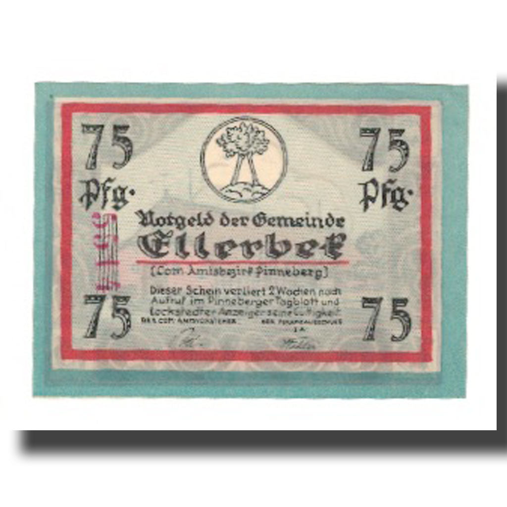 Banknote, Germany, Ellerbek, 75 Pfennig, Batiment, undated (1921), AU(55-58)