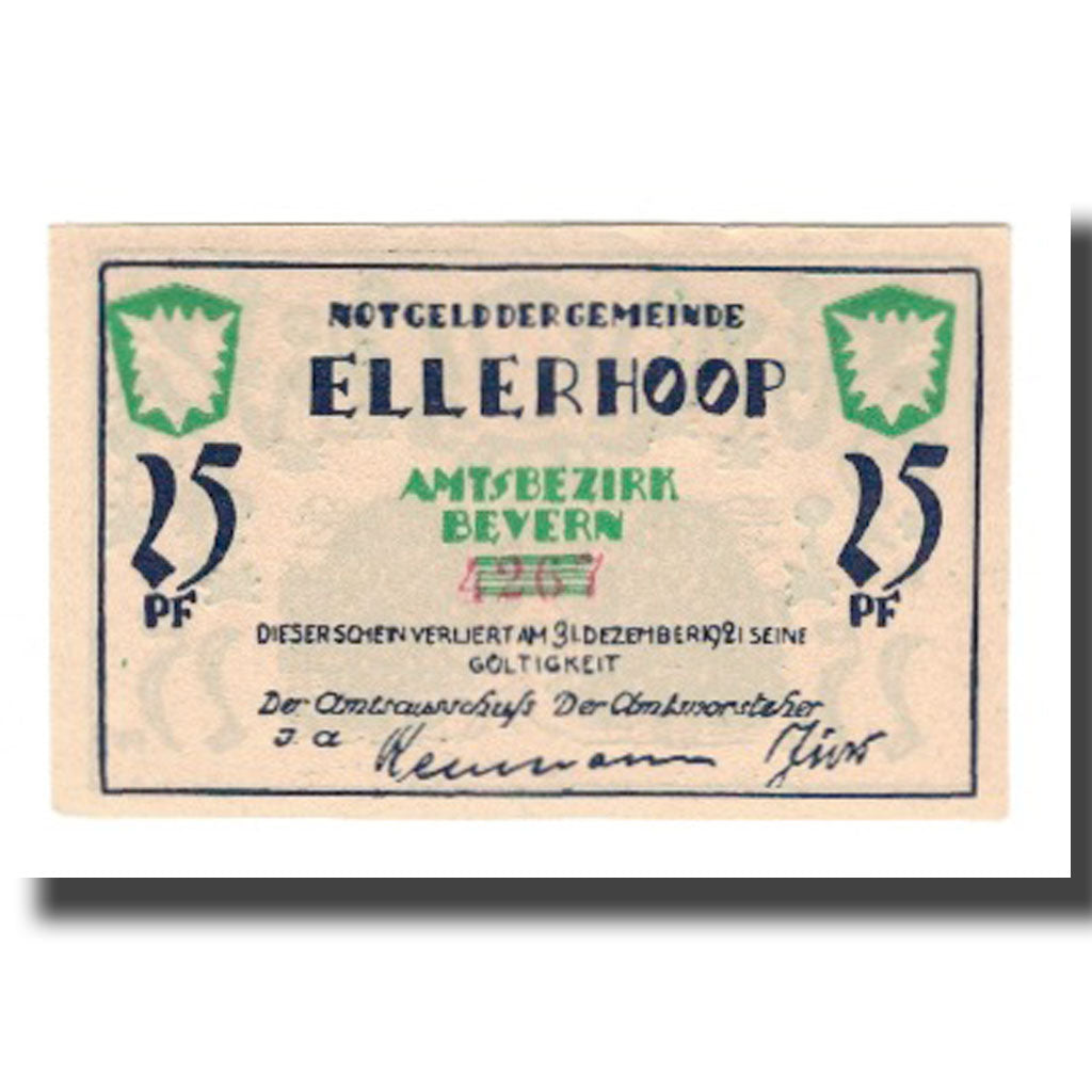 Geldschein, Deutschland, Ellerhoop Gemeinde, 25 Pfennig, paysage 1, 1921