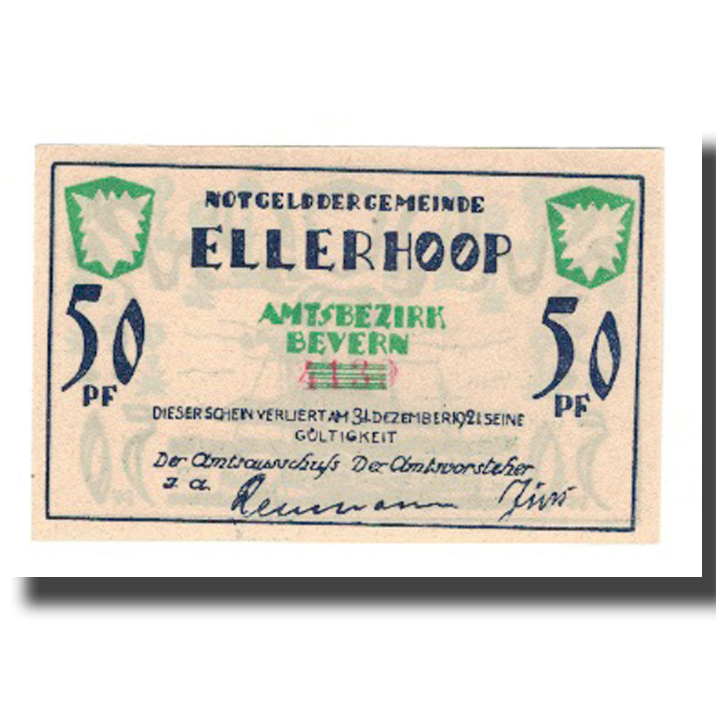 Banknote, Germany, Ellerhoop Gemeinde, 50 Pfennig, Bateaux, 1921, 1921-12-31