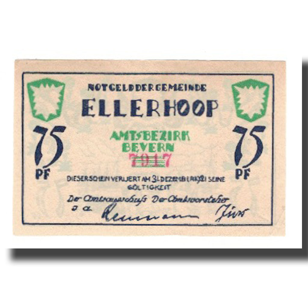 Banknote, Germany, Ellerhoop Gemeinde, 75 Pfennig, Vaches, 1921, 1921-12-31