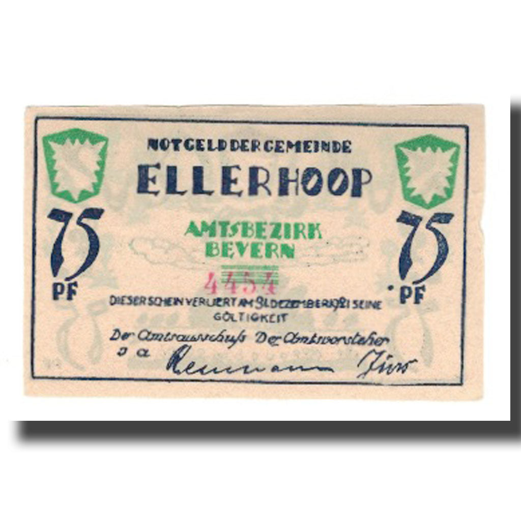 Banknote, Germany, Ellerhoop Gemeinde, 75 Pfennig, paysage, 1921, 1921-12-31