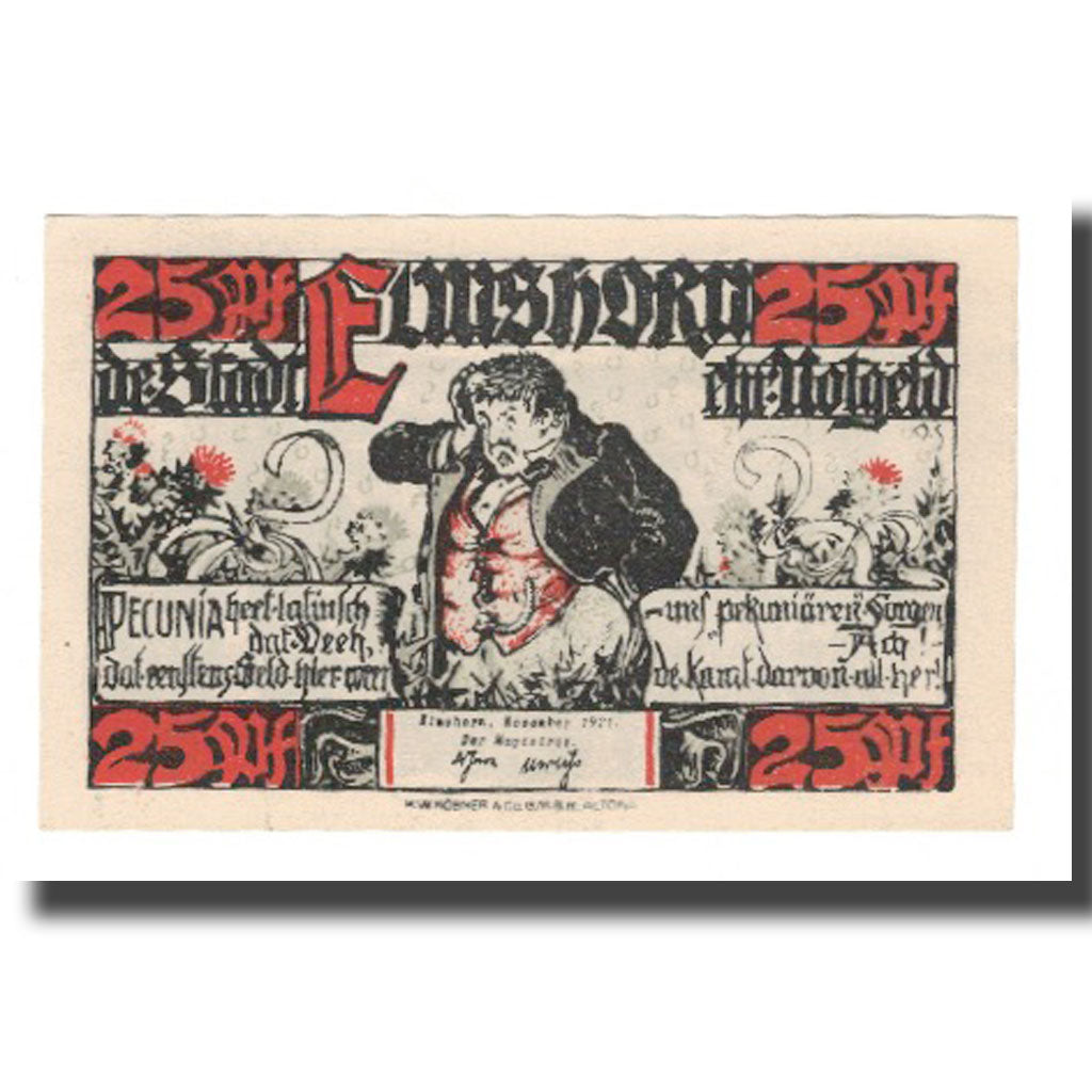 Banknote, Germany, Elmshorn Stadt, 25 Pfennig, personnage, 1921 (1922)