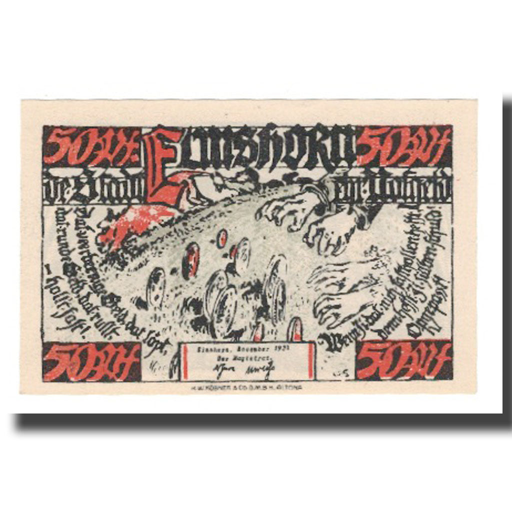 Billete, Alemania, Elmshorn Stadt, 50 Pfennig, personnage 1, 1921 (1922), EBC
