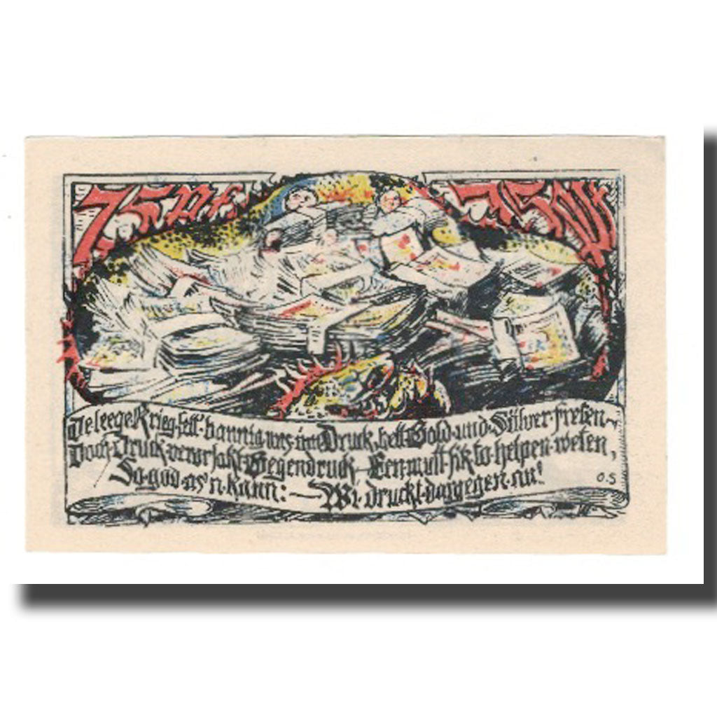 Banknote, Germany, Elmshorn Stadt, 75 Pfennig, Journaux, 1921 (1922), AU(55-58)