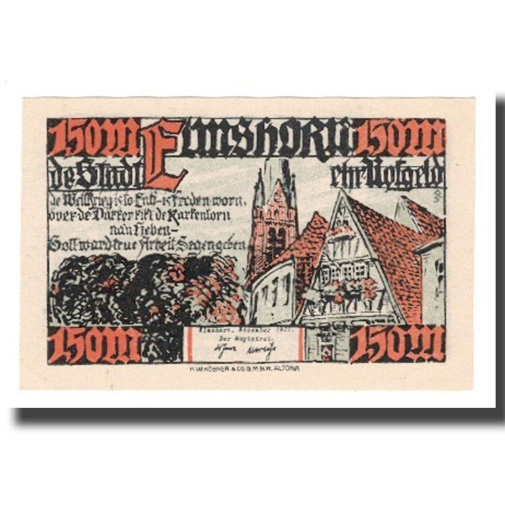 Banknote, Germany, Elmshorn Stadt, 1.5 Mark, Batiment, 1921 (1922), AU(55-58)