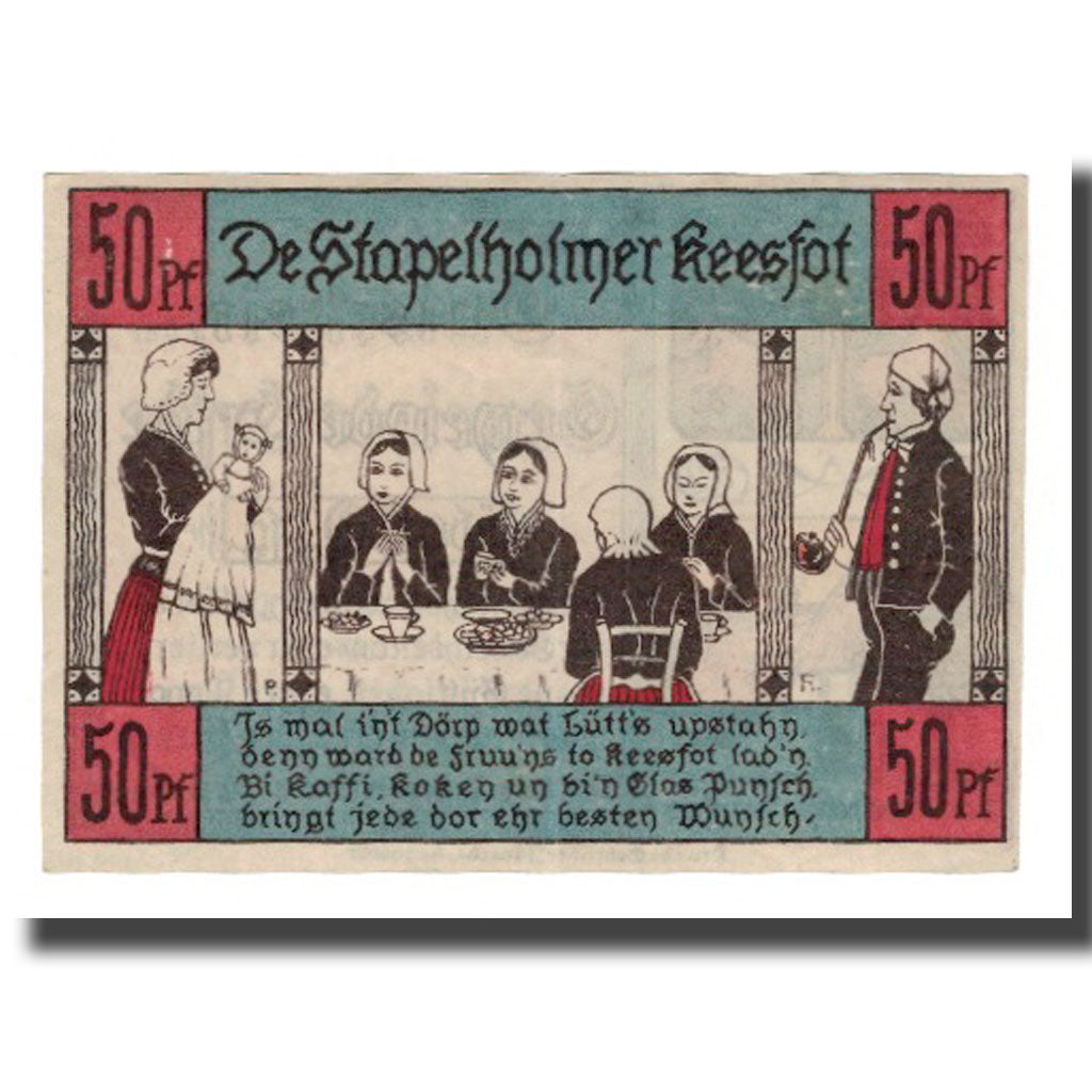 Banknote, Germany, Erfde Gemeinde, 50 Pfennig, personnage, undated (1921)