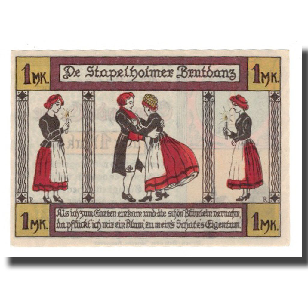 Banknote, Germany, Erfde Gemeinde, 1 Mark, personnage 1, undated (1921)