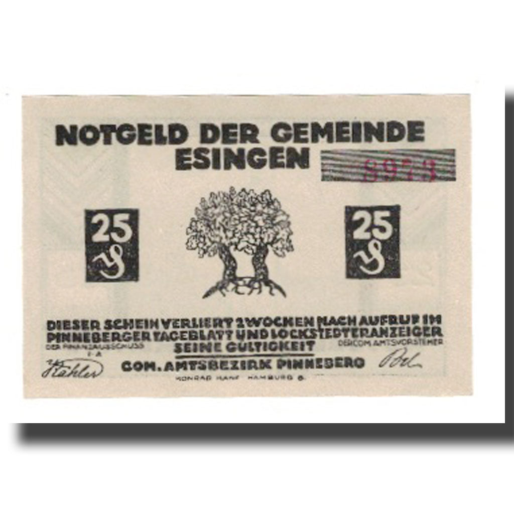 Banknote, Germany, Esingen Gemeinde, 25 Pfennig, personnage, 1921, AU(55-58)