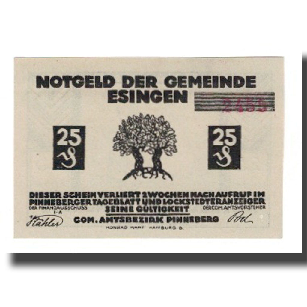 Banknote, Germany, Esingen Gemeinde, 25 Pfennig, personnage 1, 1921, AU(55-58)