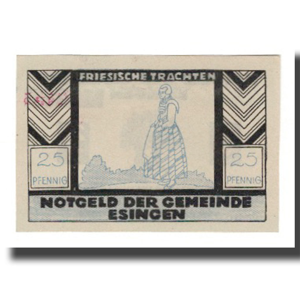 Banknote, Germany, Esingen Gemeinde, 25 Pfennig, personnage 1, 1921, AU(55-58)