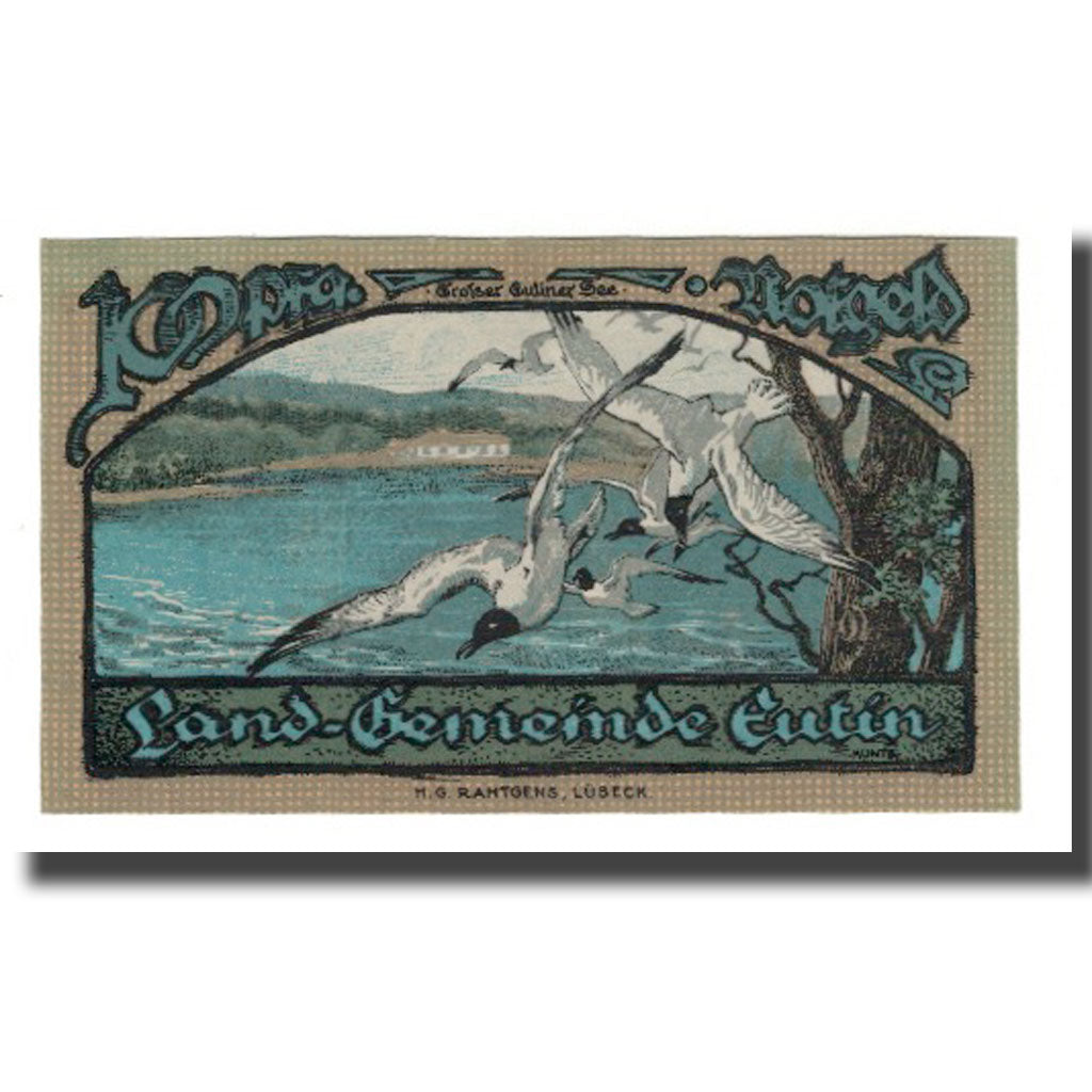 Banknote, Germany, Eutin Land Gemeinde, 100 Pfennig, oiseaux, 1921, AU(55-58)