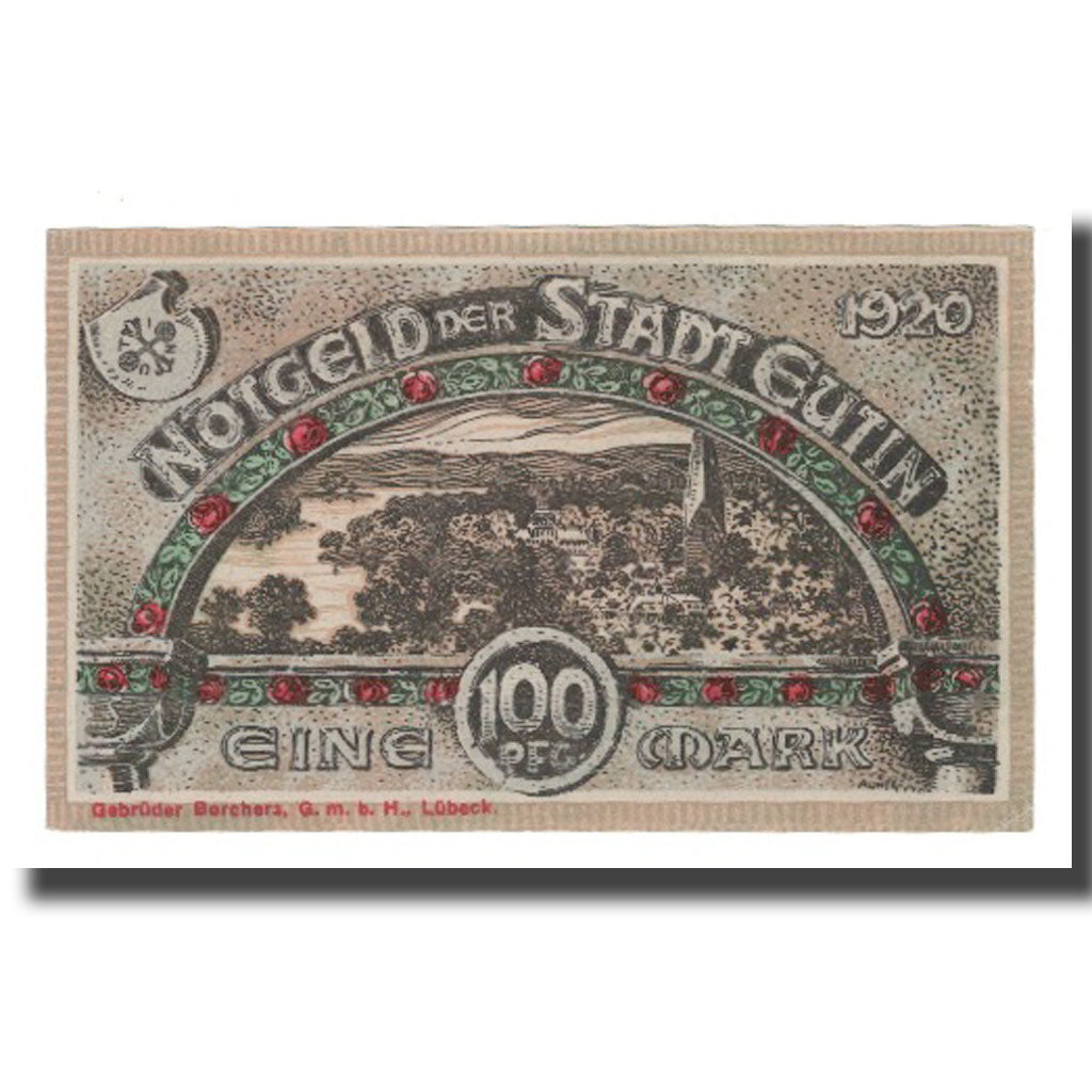 Banknote, Germany, Eutin Stadt, 100 Pfennig, paysage, 1920, AU(55-58)