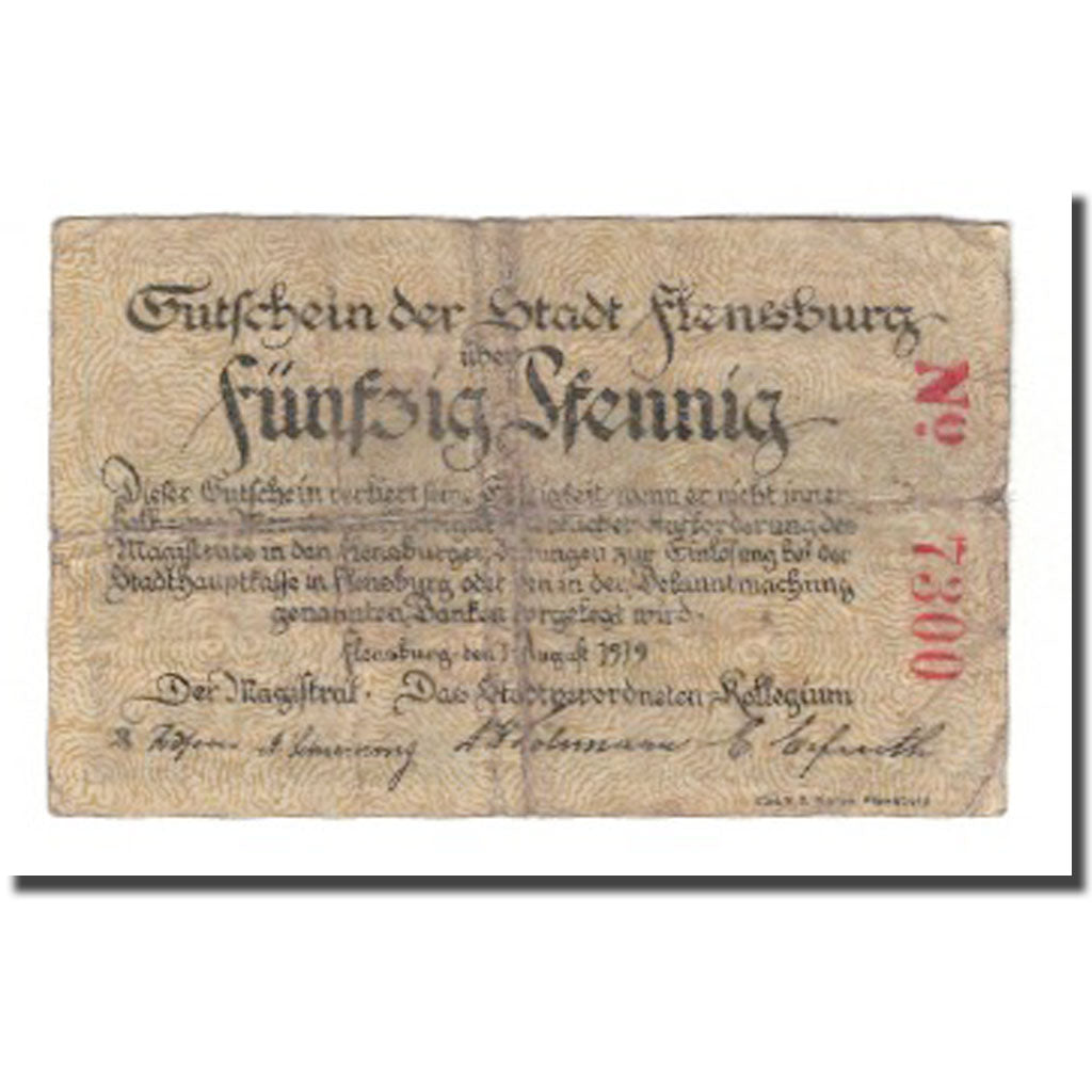 Banknote, Germany, Flensburg Stadt, 50 Pfennig, paysage, 1919, 1919-08-01