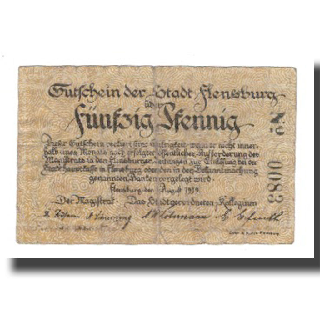 Banknote, Germany, Flensburg Stadt, 50 Pfennig, paysage 1, 1919, 1919-08-01
