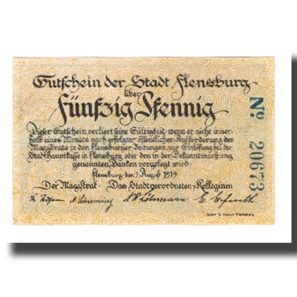 Geldschein, Deutschland, Flensburg Stadt, 50 Pfennig, paysage 6, 1919