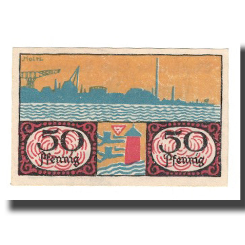 Geldschein, Deutschland, Flensburg Stadt, 50 Pfennig, paysage 6, 1919